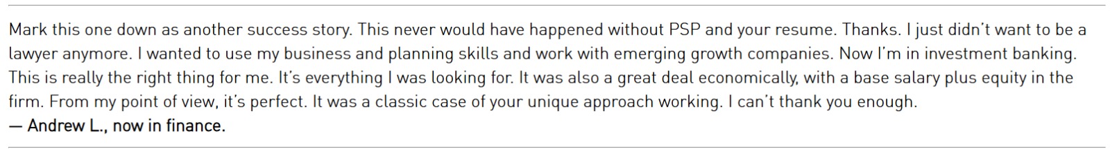 Client testimonial